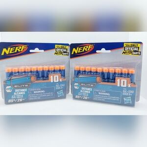 Nerf Official‎ 10 Dart Elite Refill Pack Lot of 2 Packs (20 darts)